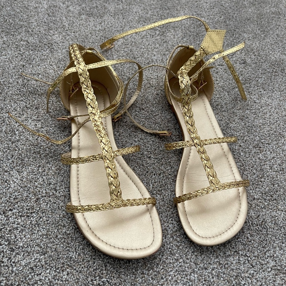 Gold Braided Women's Sandals